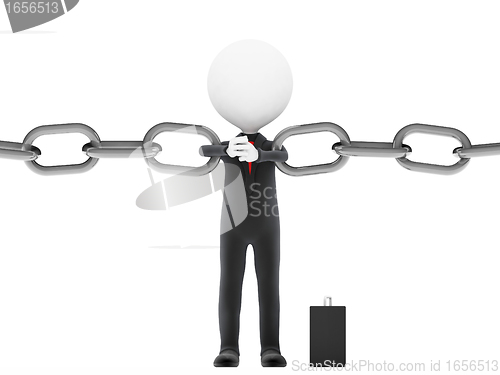 Image of Link. Businessman restrains break the chain on white background 