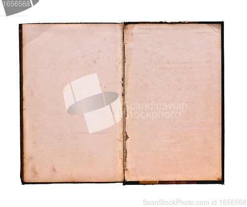 Image of open old book isolated on white background