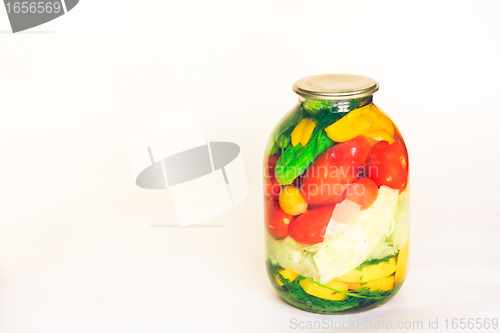 Image of Preserved vegetables on white background