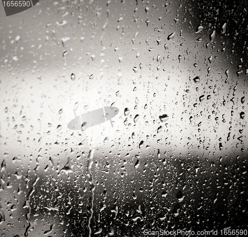 Image of drops on glass after rain