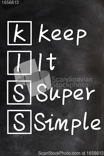 Image of Acronym of kiss for Keep it super simple