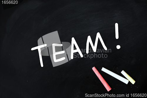 Image of TEAM written with chalk