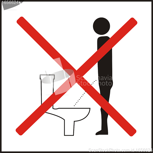 Image of Incorrect position of urinating 3d public sign icon 