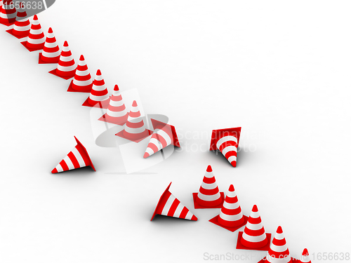 Image of Traffic Cones. 3D illustration. Isolated, on white background 