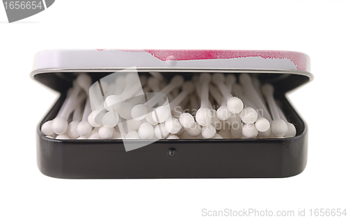 Image of Cotton sticks in box in heap