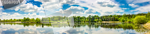 Image of Clouds reflection on lake.