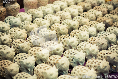 Image of Carved marble  elephants