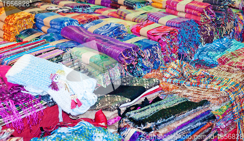 Image of scarves and fabric for sale