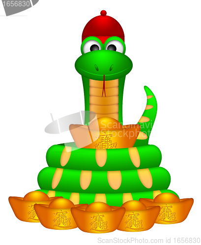 Image of Cute Chinese New Year Snake with Gold Money