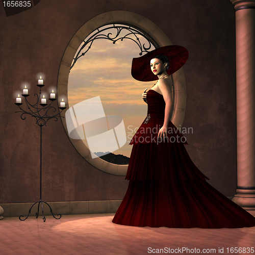 Image of Lady in Red Dress
