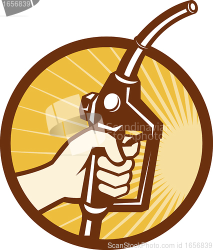 Image of Hand Holding Gas Fuel Pump Nozzle 