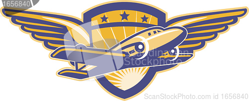 Image of Propeller Airplane Shield Wings Retro