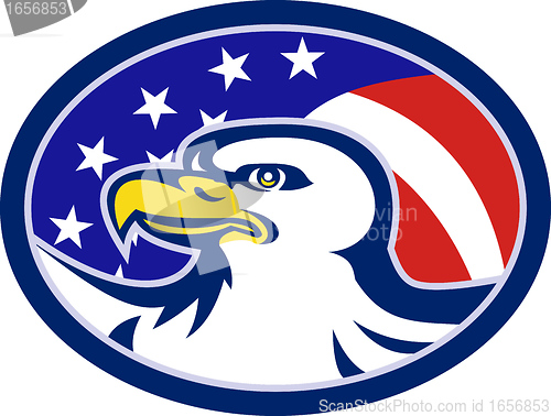 Image of American Bald Eagle Stars Stripes Flag