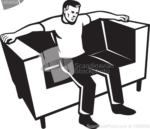Image of Man Sitting On Couch Chair