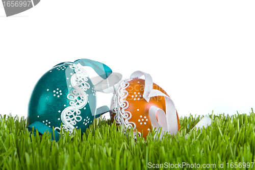 Image of easter eggs in grass