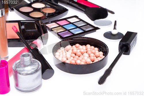 Image of set of cosmetic makeup products
