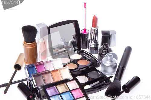 Image of set of cosmetic makeup products