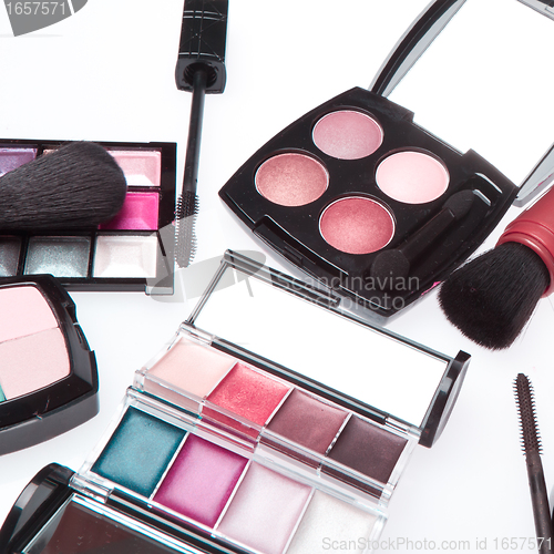 Image of set of cosmetic makeup products