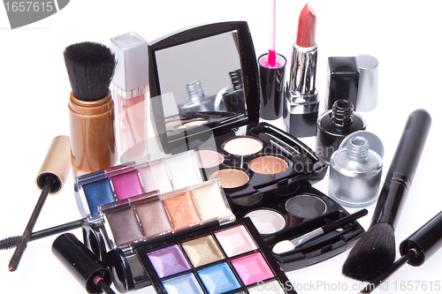 Image of set of cosmetic makeup products