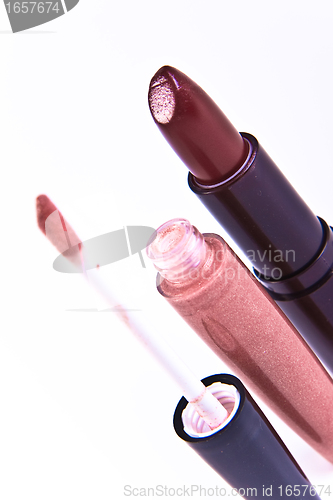 Image of lipstick with lip gloss