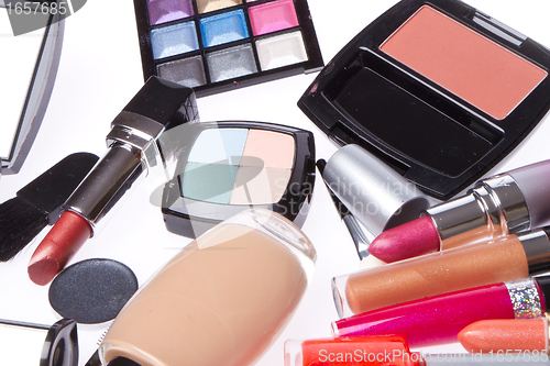 Image of set of cosmetic makeup products