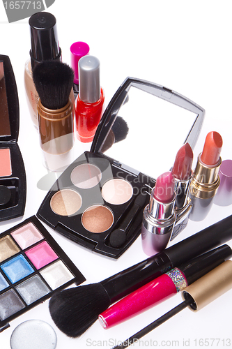 Image of set of cosmetic makeup products