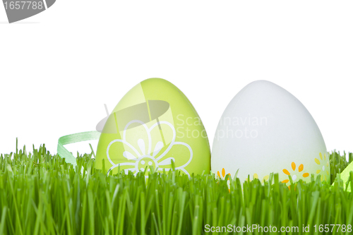 Image of easter eggs in grass