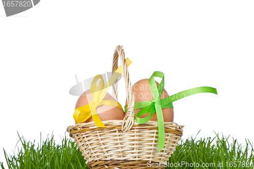 Image of basket with easter eggs