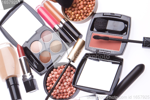 Image of set of cosmetic makeup products