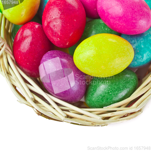 Image of colorful easter eggs in basket