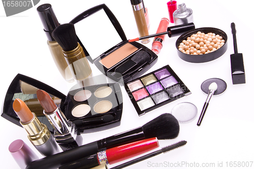 Image of set of cosmetic makeup products
