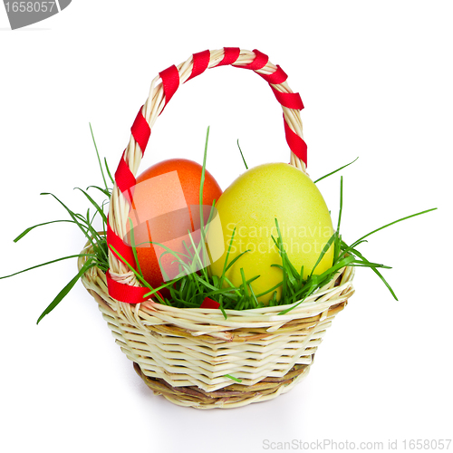 Image of basket with easter eggs