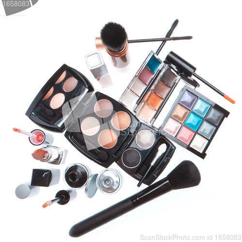 Image of set of cosmetic makeup products