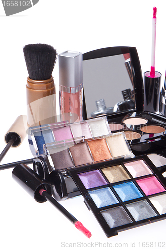 Image of set of cosmetic makeup products