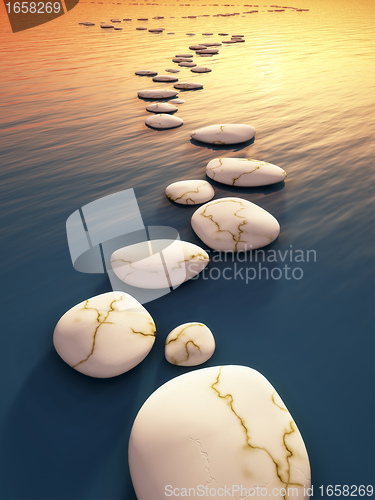 Image of step stones sunset