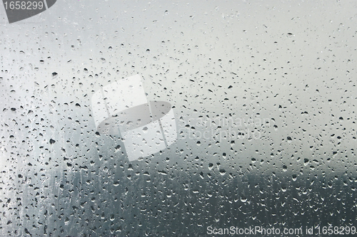 Image of Drops of dew on a transparent surface