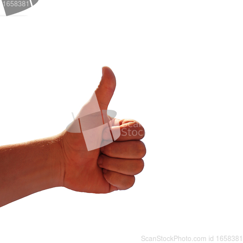 Image of male hand shows thumb up