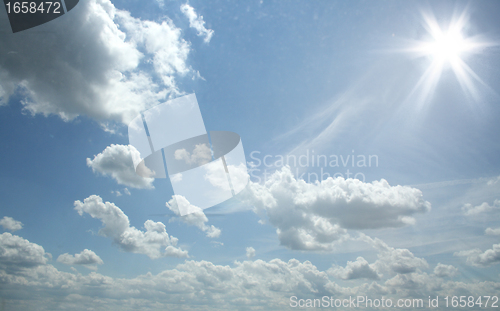 Image of the sun is shining in the sky