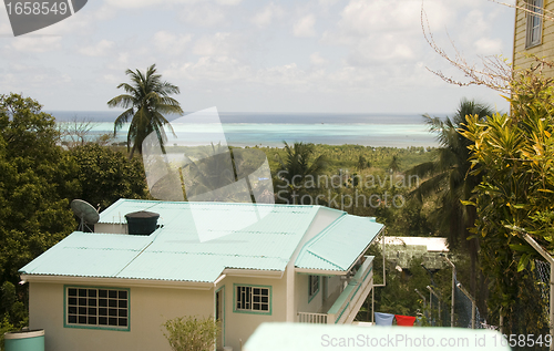 Image of typical architecture Caribbean sea view San Andres Island Colomb