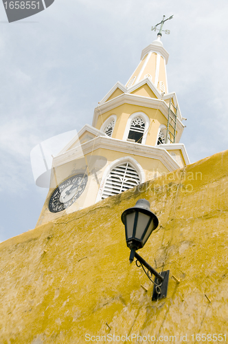 Image of clock tower the wall walled city Cartagena Colombia South Americ