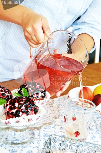 Image of Woman pouring lemonade