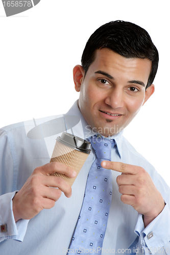 Image of Businessman with a takeaway coffee