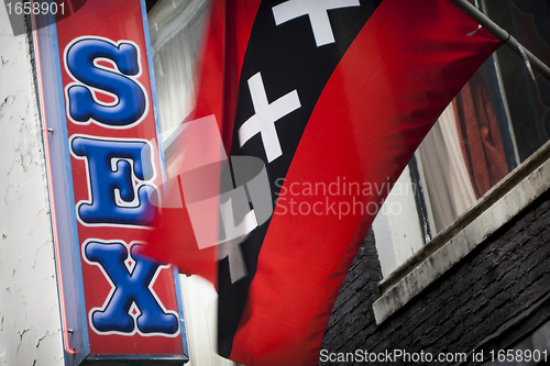 Image of Sex sign with Amsterdam flag