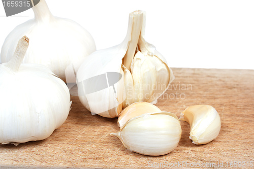 Image of Fresh garlic on the wooden desk