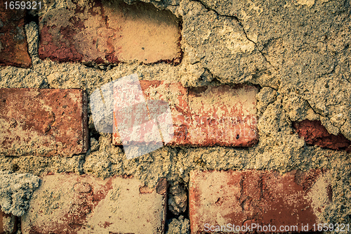 Image of toned brick wall grunge background or texture