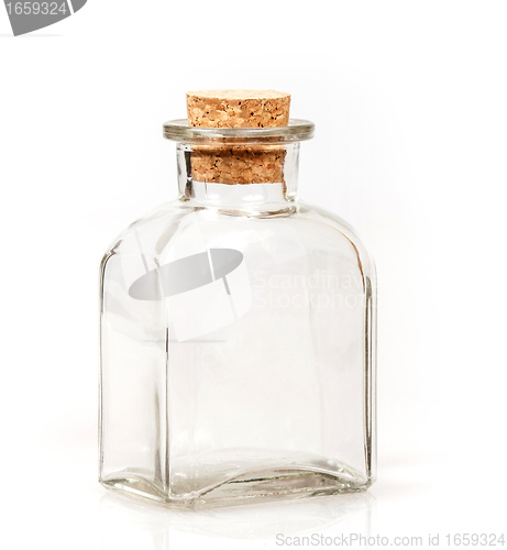 Image of blank glass bottle with cork stopper