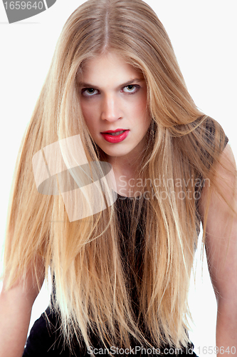 Image of Beautiful blonde woman, isolated on white background