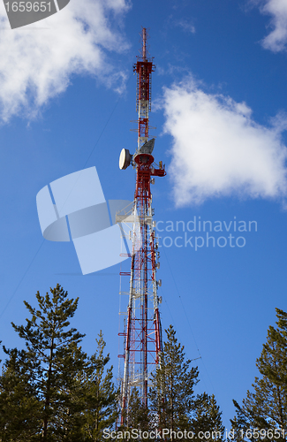 Image of TV Transmission tower in  forest