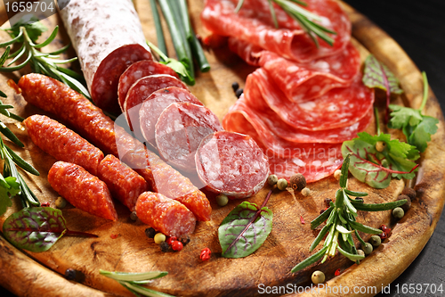 Image of Italian ham and salami with herbs