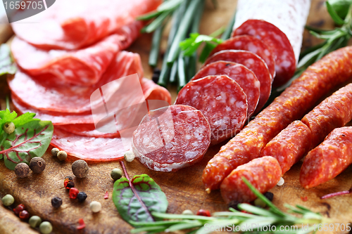 Image of Italian ham and salami with herbs